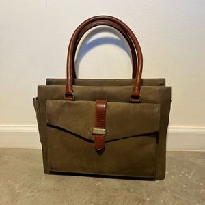 Madewell Eaton Tote in Olive Suede Leather